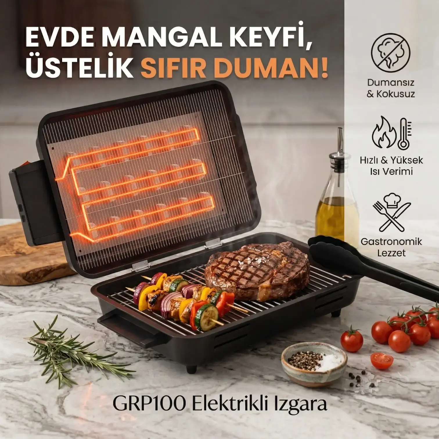 Tel Rezistanslı Dumansız Elektrikli Izgara - AVRASYA GRİLL