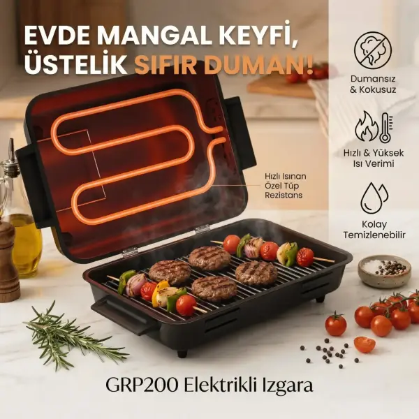 Tüp Rezistans Dumansız Elektrikli Izgara - AVRASYA GRİLL